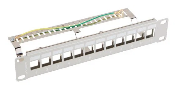 Lanberg PPKS-9212-S Panel de Conexiones FTP 12 Puertos 1U para Módulos Keystone, Gris, Normas T568A/T568B, Acero Galvanizado