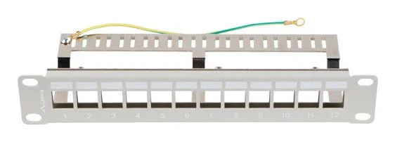 Lanberg PPKS-9212-S Panel de Conexiones FTP 12 Puertos 1U para Módulos Keystone, Gris, Normas T568A/T568B, Acero Galvanizado