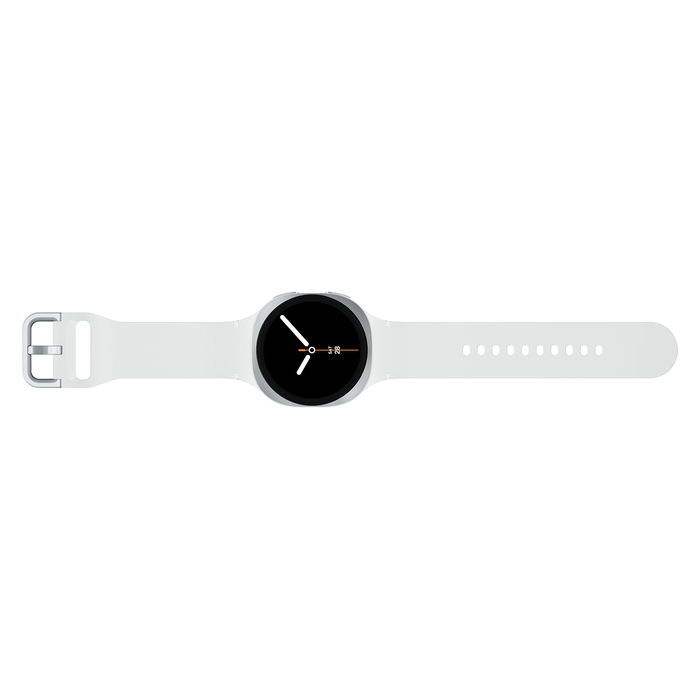 Samsung Galaxy Watch 8 40 mm Plateado Aluminio con Correa Blanca de Caucho, Super AMOLED, Wear OS, GPS, 32 GB, Resistencia al Agua 5 ATM, SM-L320