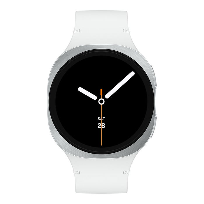 Samsung Galaxy Watch 8 40 mm Plateado Aluminio con Correa Blanca de Caucho, Super AMOLED, Wear OS, GPS, 32 GB, Resistencia al Agua 5 ATM, SM-L320