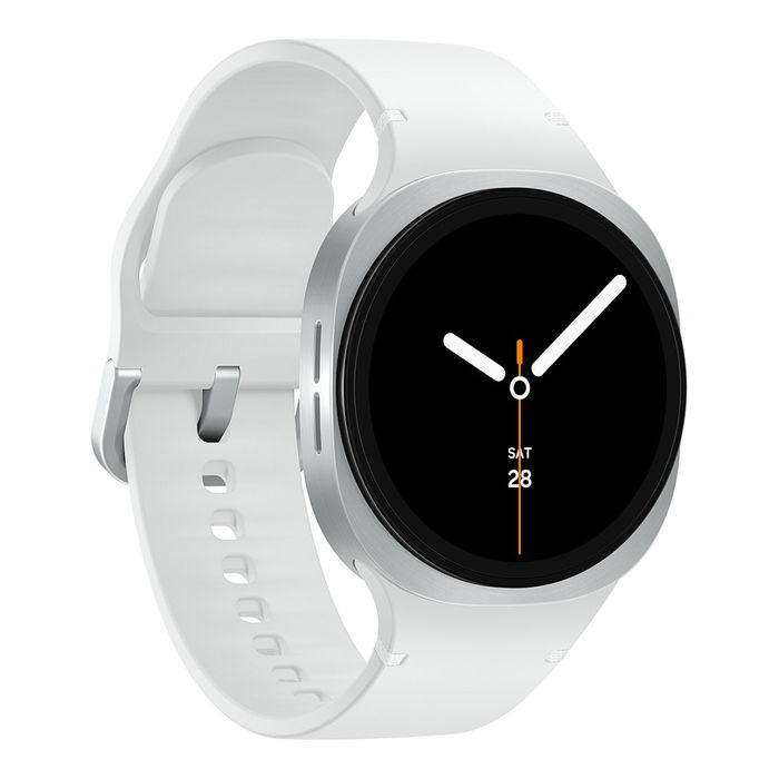 Samsung Galaxy Watch 8 40 mm Plateado Aluminio con Correa Blanca de Caucho, Super AMOLED, Wear OS, GPS, 32 GB, Resistencia al Agua 5 ATM, SM-L320