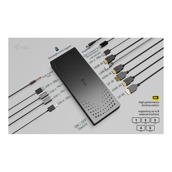 I-TEC Docking Station CA5MONITORDOCKPD 13 en 1 8K/4K