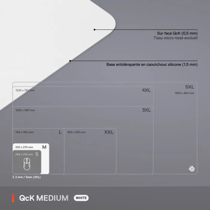 Steelseries STE5707119066365 Alfombrilla de Ratón para Juegos QcK M Blanco