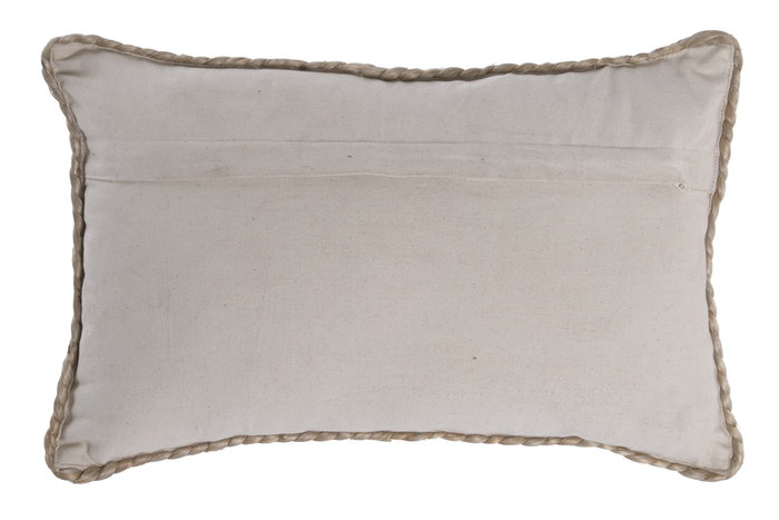 DKD Home Decor Cojín de Lana y Yute Trenzado a Mano Marrón Claro 50x30 cm