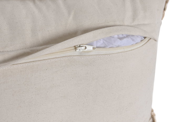 DKD Home Decor Cojín de Lana y Yute Trenzado a Mano Marrón Claro 50x30 cm