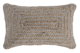 DKD Home Decor Cojín de Lana y Yute Trenzado a Mano Marrón Claro 50x30 cm