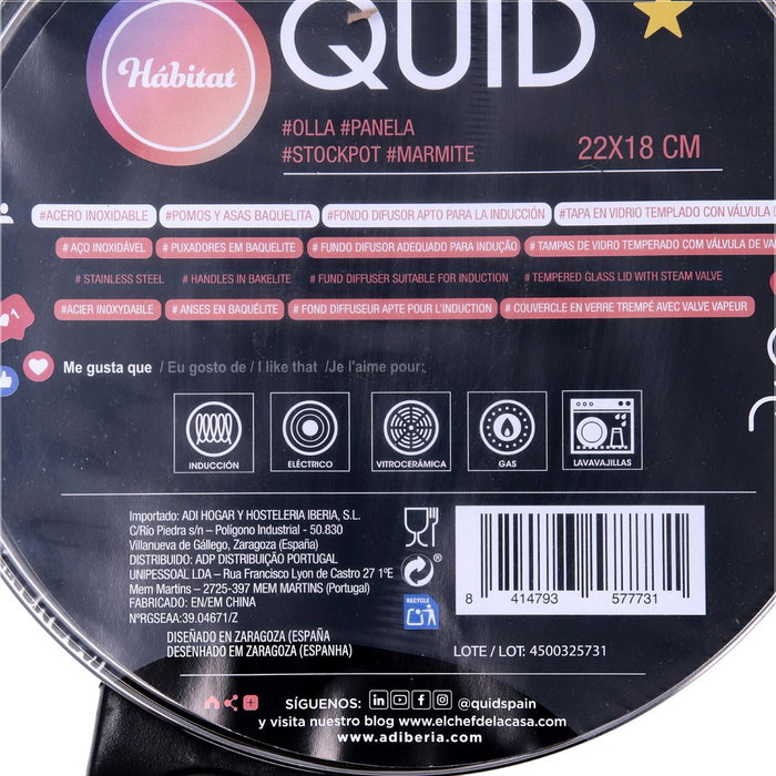 Quid Olla Habitat de Acero Inoxidable 22x18 cm - 680 cL