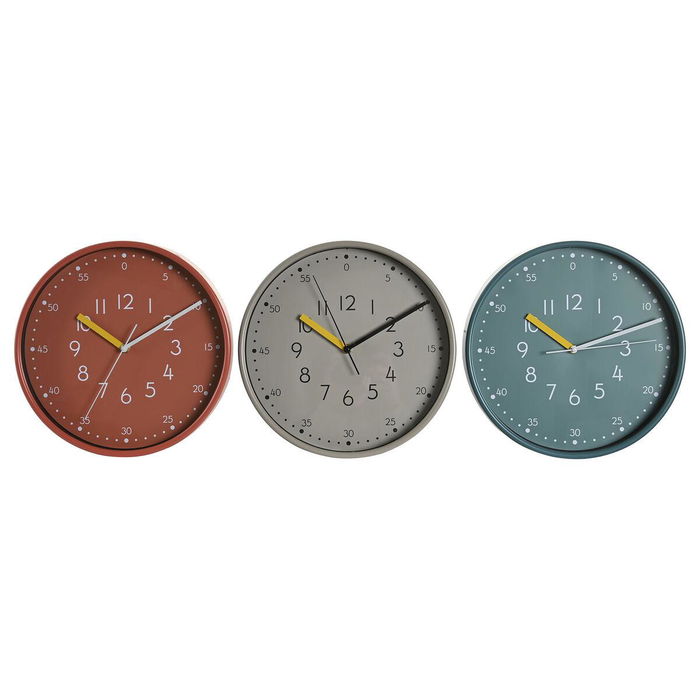 DKD Home Decor Reloj de Pared Turquesa y Blanco 30 x 30 x 4.3 cm (Pack 3 Unidades) PVC DKD Home Decor Reloj de Pared Turquesa y Blanco 30 x 30 x 4.3 cm (Pack 3 Unidades) PVC
