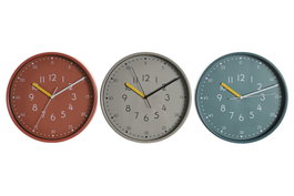 DKD Home Decor Pack de 3 Relojes de Pared PVC 30x4,3x30 cm Surtidos