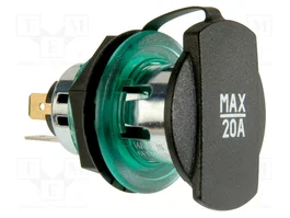 PRO CAR Tomacorriente de encendedor verde 20A 12-24VDC