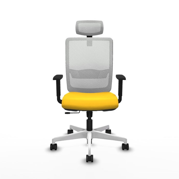 PIQUERAS Y CRESPO Silla de oficina Haches con mecanismo Sincro/Traslack Amarillo y Blanco