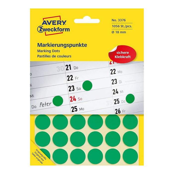 AVERY Zweckform Etiquetas de Identificación 3376 Verde 18 mm AVERY Zweckform Etiquetas de Identificación 3376 Verde 18 mm