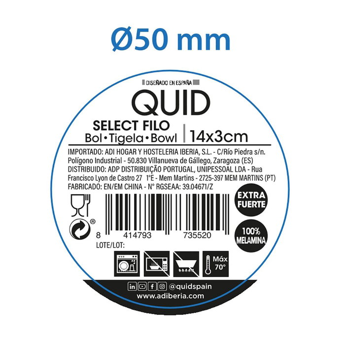 Bol Redondo Melamina Select Filo Quid 14x3 cm