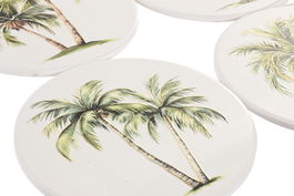 DKD Home Decor Salvamantel Tropical Dolomita Corcho Verde Blanco 20 x 0.7 x 20 cm (12 Unidades)