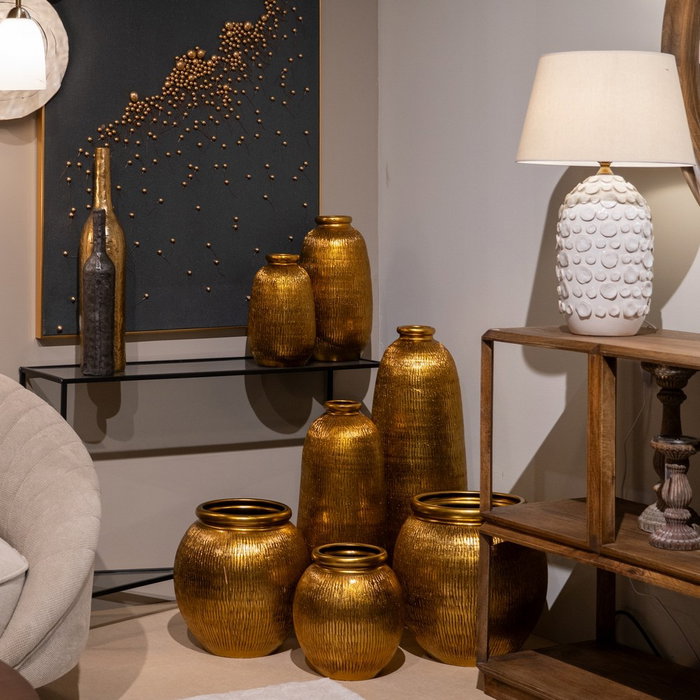 Macetero Oro Cerámica Decoración 29 X 29 X 30 cm