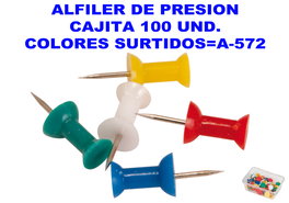 Alfiler de presión colores surtidos caja de 100 unidades