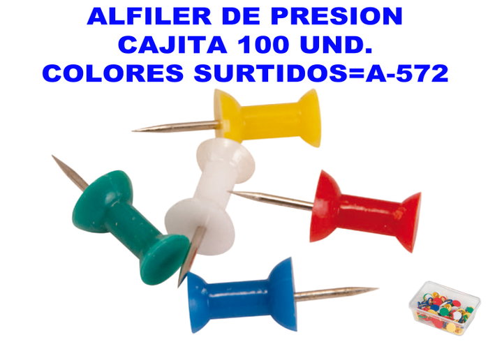 Alfiler de presión colores surtidos caja de 100 unidades Alfiler de presión colores surtidos caja de 100 unidades