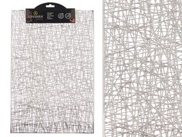 Kinvara Salvamantel Rectangular Rayas Plateado PVC 30x45x1 cm (Set de 48)