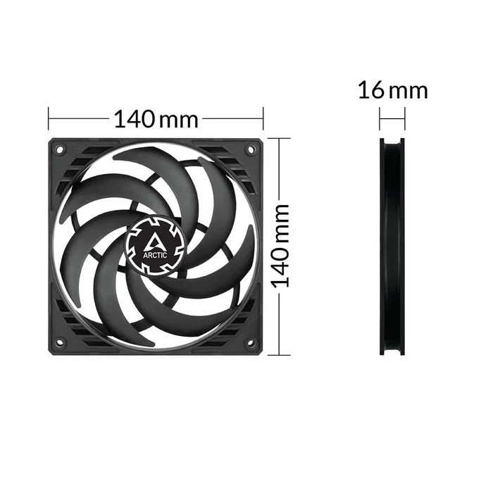 Arctic P14 Slim PWM PST - Ventilador para Carcasa del PC 140mm, 150-1800 RPM, 88.35 m³/h, 0.3 Sonio, Negro