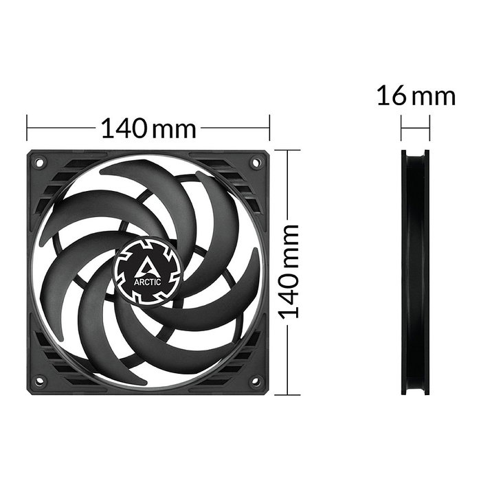 Arctic P14 Slim PWM PST Ventilador 140mm Negro