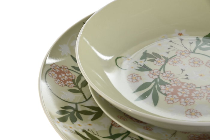 DKD Home Decor Juego de vajilla Ivy&daisy 2022 de 18 piezas en porcelana Verde y Beige DKD Home Decor Juego de vajilla Ivy&daisy 2022 de 18 piezas en porcelana Verde y Beige