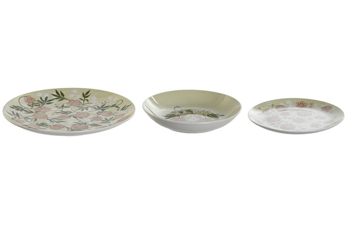 DKD Home Decor Juego de vajilla Ivy&daisy 2022 de 18 piezas en porcelana Verde y Beige DKD Home Decor Juego de vajilla Ivy&daisy 2022 de 18 piezas en porcelana Verde y Beige