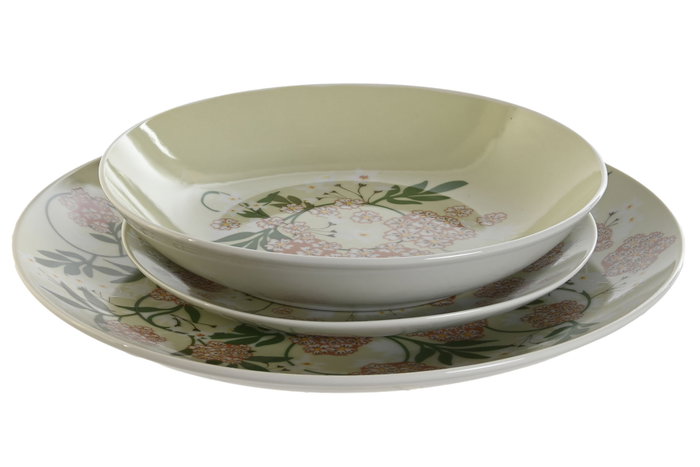 DKD Home Decor Juego de vajilla Ivy&daisy 2022 de 18 piezas en porcelana Verde y Beige DKD Home Decor Juego de vajilla Ivy&daisy 2022 de 18 piezas en porcelana Verde y Beige