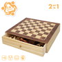 CB Games Juego de Mesa 2 en 1 Ajedrez y Damas de Madera con Cajón