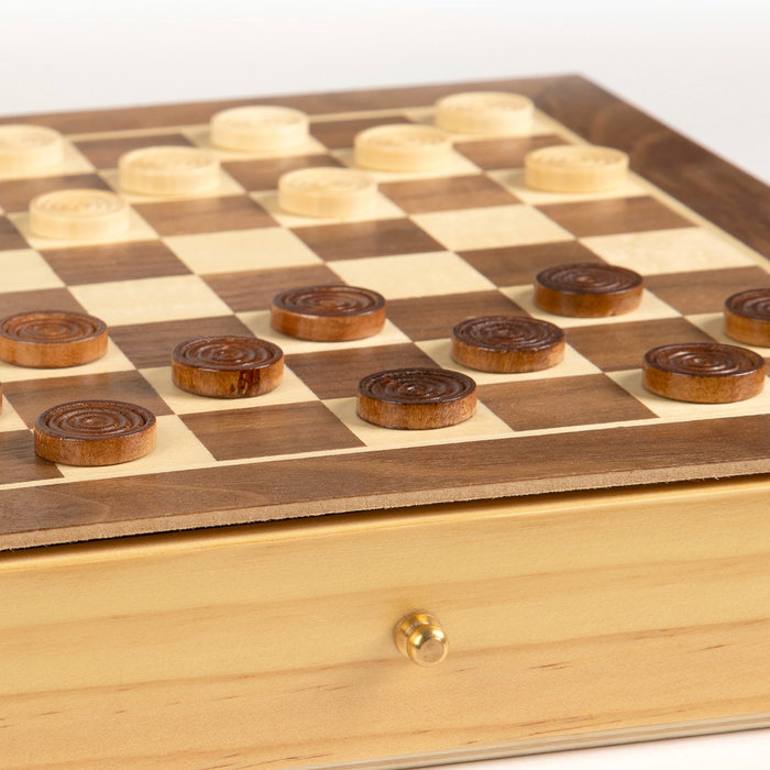 CB Games Juego de Mesa 2 en 1 Ajedrez y Damas de Madera con Cajón CB Games Juego de Mesa 2 en 1 Ajedrez y Damas de Madera con Cajón