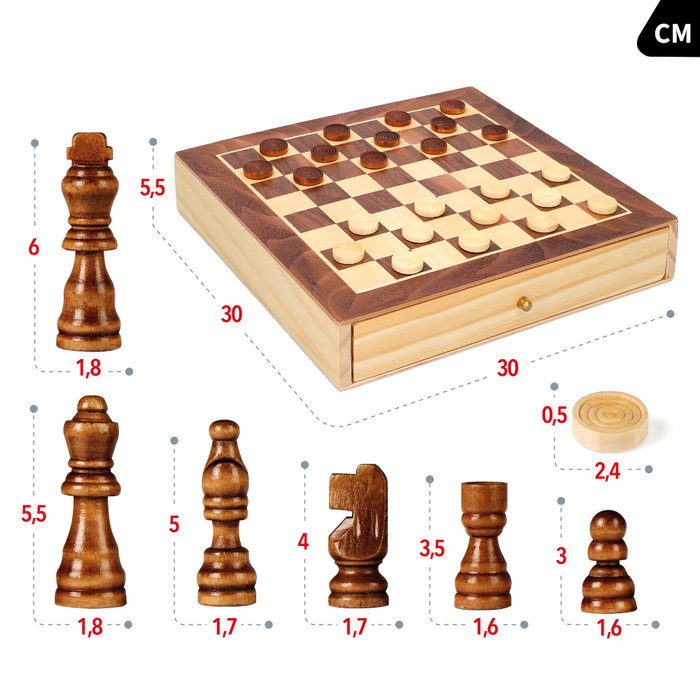 CB Games Juego de Mesa 2 en 1 Ajedrez y Damas de Madera con Cajón CB Games Juego de Mesa 2 en 1 Ajedrez y Damas de Madera con Cajón