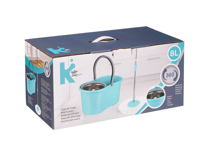 Arte Regal Cubo con Escurridor Giratorio para Fregona, 8L, Metal, Plástico, Microfibra, 39x22x20 cm