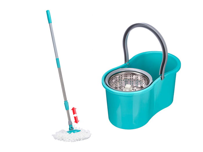 Arte Regal Cubo con Escurridor Giratorio para Fregona, 8L, Metal, Plástico, Microfibra, 39x22x20 cm