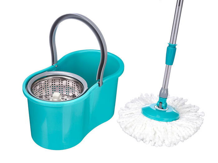 Arte Regal Cubo con Escurridor Giratorio para Fregona, 8L, Metal, Plástico, Microfibra, 39x22x20 cm