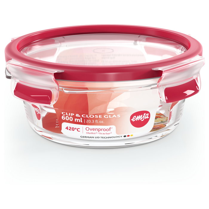 Emsa Clip & Close Recipiente de Vidrio 600 ml Rojo Emsa Clip & Close Recipiente de Vidrio 600 ml Rojo