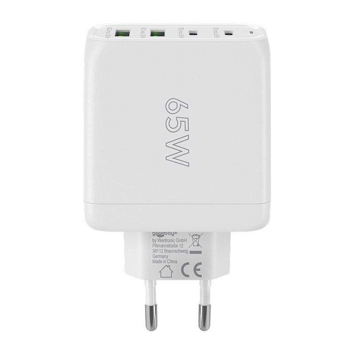 Goobay Cargador Multiport USB-C de 68W con tecnología GaN, PD y QuickCharge, Blanco