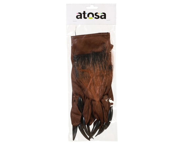 Guantes de Hombre Lobo con Uñas Largas y Pelo Sintético Marrón