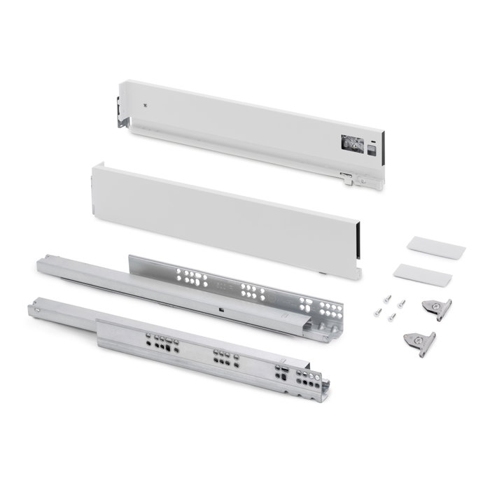 Emuca Cajón exterior Vertex con regulación 3D de altura 93mm, 40kg, profundidad 500mm, Acero, Pintado blanco Emuca Cajón exterior Vertex con regulación 3D de altura 93mm, 40kg, profundidad 500mm, Acero, Pintado blanco