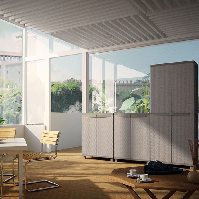 Terry Armario bajo 370 con 1 balda de resina gris/antracita, 68 x 37,5 x 91,5 cm