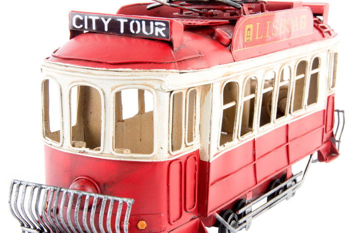 DKD Home Decor Vehículo de Decoración Metal Tranvía Rojo
