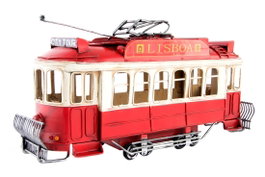 DKD Home Decor Vehículo de Decoración Metal Tranvía Rojo