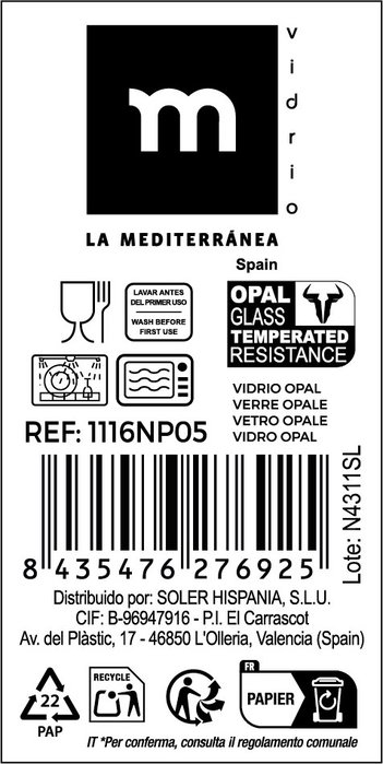 La Mediterranea Plato Hondo Opal Temara 20.5cm