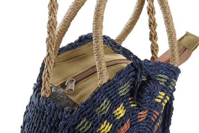 DKD Home Decor Bolso de Fibra con Asa de 51 cm y Cremallera, Surtido de Colores