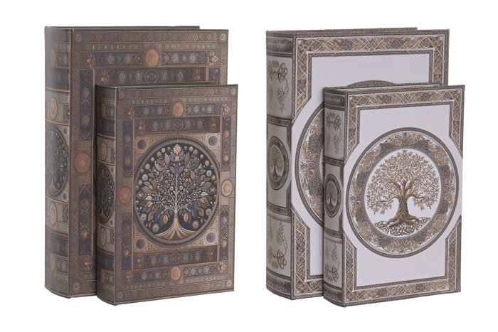 DKD Home Decor Set de 2 Cajas de Libros Árbol Vida DKD Home Decor Set de 2 Cajas de Libros Árbol Vida