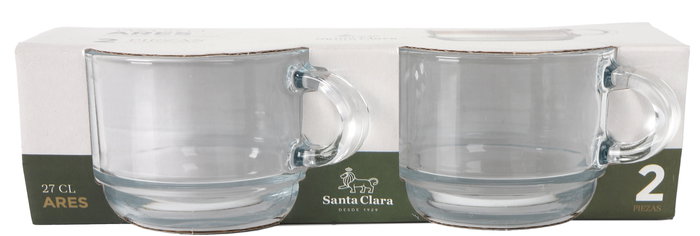 LAV - Set de 2 Tazas Ares 27 cl para Café o Leche, Dimensiones: 11,5 cm de largo x 8,7 cm de ancho x 6,5 cm de alto (12 Unidades)