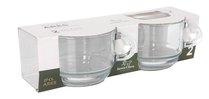 LAV - Set de 2 Tazas Ares 27 cl para Café o Leche, Dimensiones: 11,5 cm de largo x 8,7 cm de ancho x 6,5 cm de alto (12 Unidades)