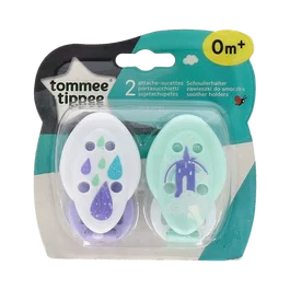 Tommee Tippee Broche Sujeta Chupete Clip con Cinta +0 Meses 2 Unidades