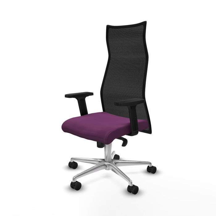 PIQUERAS Y CRESPO Sillón Albacete con Mecanismo Sincro, Similpiel Morado y Malla Negra PIQUERAS Y CRESPO Sillón Albacete con Mecanismo Sincro, Similpiel Morado y Malla Negra