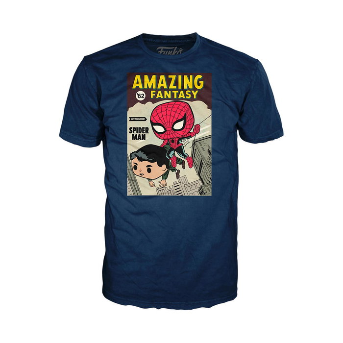 Funko Pop & Tee Marvel Spider-Man Comic Cover - Camiseta Manga Corta Talla M con Estampado Portada Amazing Fantasy 1962 (Ref. 77947)