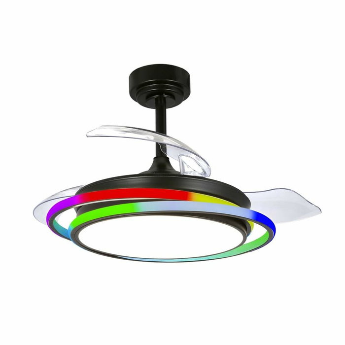 Ventilador de Techo CristalRecord ANTILA MINI RGB BK RETRAC Negro Ventilador de Techo CristalRecord ANTILA MINI RGB BK RETRAC Negro