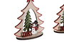 DKD Home Decor Decoración Colgante Navidad Tradicional Madera Árbol Natural Rojo Verde Blanco 6 x 18 x 14 cm (2 Unidades)